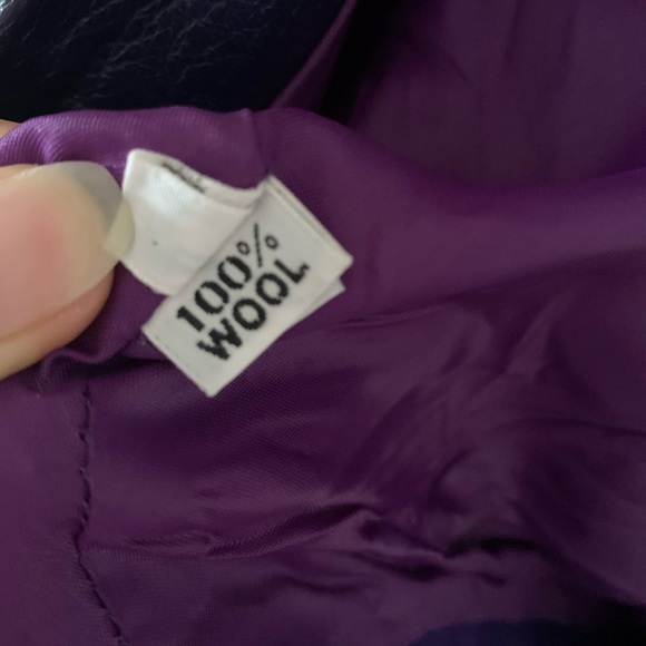 Vintage VTG Purple Leather and Wool Jacket Small - Picture 12 of 13